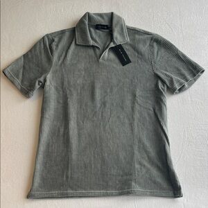 ELIE TAHARI RIBBED TEAL POLO SHIRT NWT SIZE S